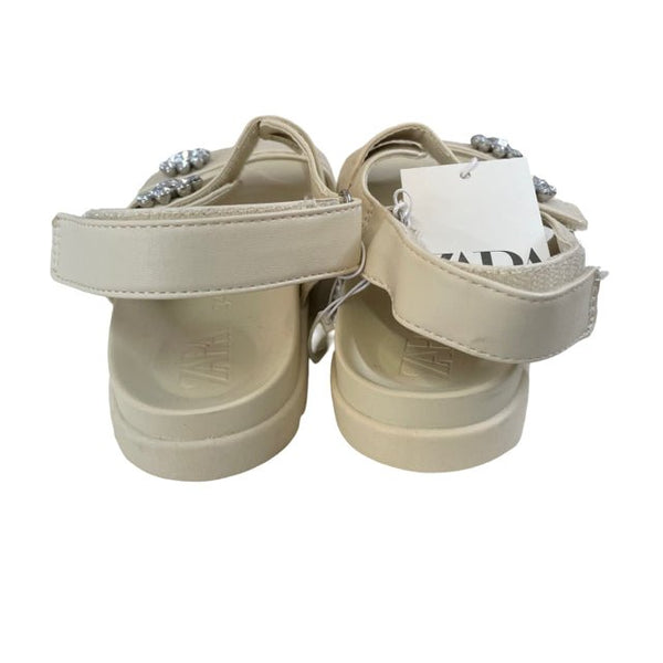 Zara Ivory & Rhinestone Sandals with Tags - Size 2.5Y (34) - Bounce Mkt