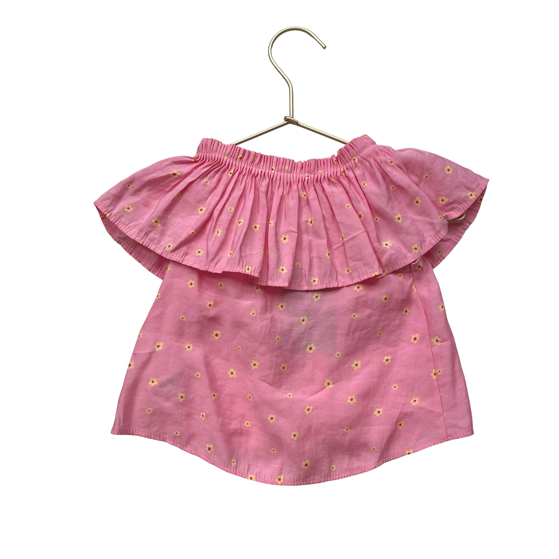 Zara Pink & Yellow Floral Sleeveless Button Down Blouse - Size 18 Months - Bounce Mkt