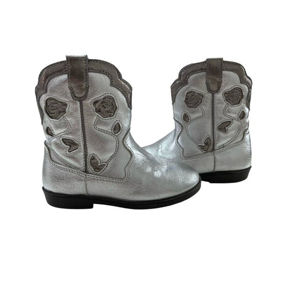 Zara Silver Rose Cowboy Boots - Size 25 (9) - Bounce Mkt