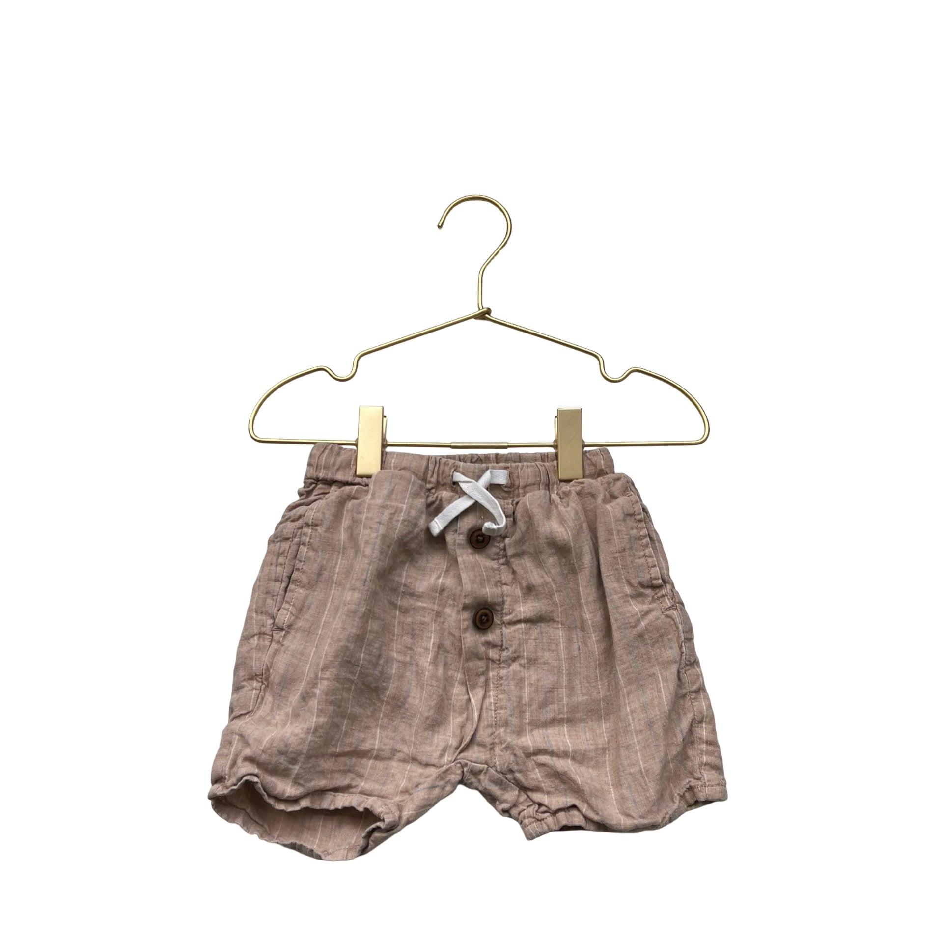 Zara Tan Striped Linen Shorts - Size 2 - 3 - Bounce Mkt