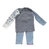 Lilly + Sid Set: Gray Dog Sleeve Shirt  & Blue Pants with Tags - Size 12-18 Mont