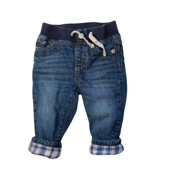 Baby Gap Plaid Cuff Denim Jeans - Size 6-12 Mo - Bounce Mkt