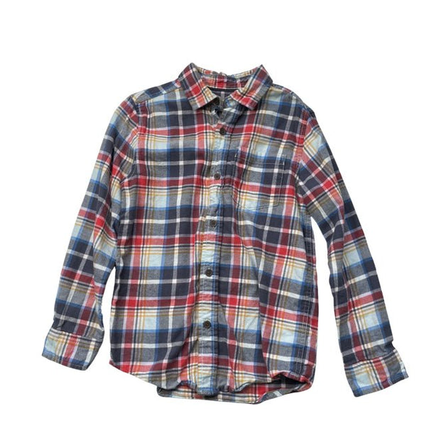 Cat & Jack Size 8 Years Navy, Red, & Yellow Plaid Flannel Shirt - Bounce Mkt