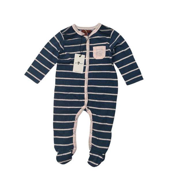 7 For All Mankind Blue & Pink Footie with Tags - Size 6-9 Months