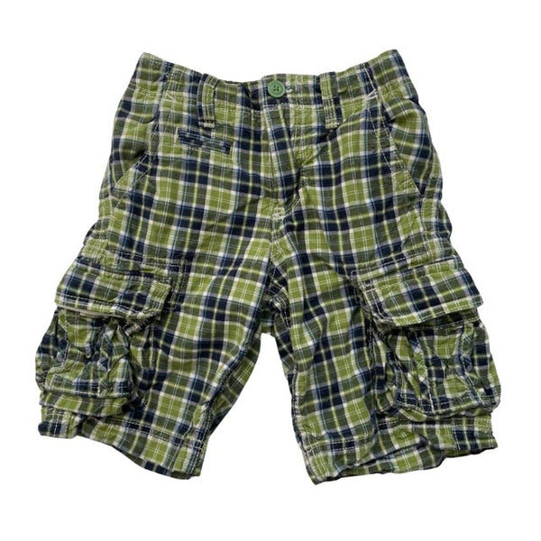 Gap Kids Green & Navy Plaid Cargo Shorts - Size 7 Slim - Bounce Mkt