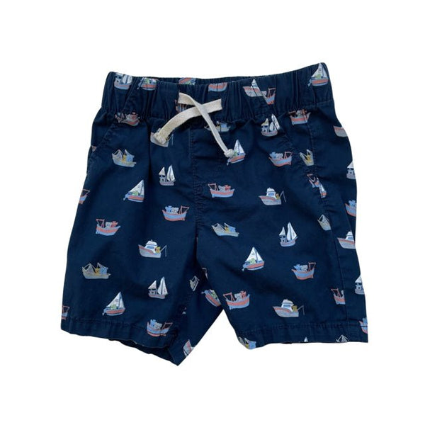 H&M Navy Sailboat Pull On Shorts- Size 2 - Bounce Mkt