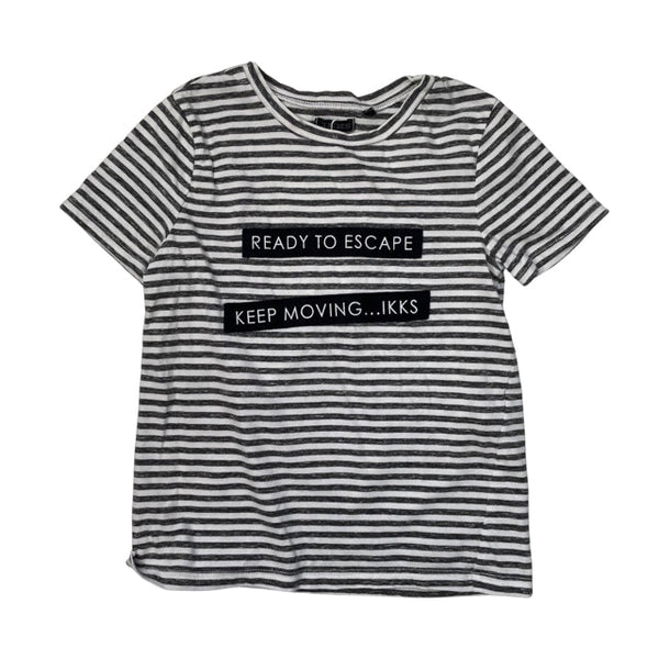 Ikks Size 4T Gray & White Striped T-Shirt - Bounce Mkt