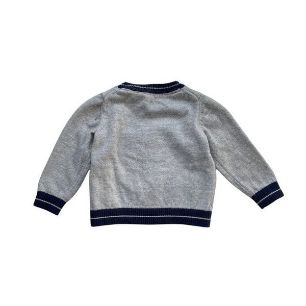 Janie and Jack Gray & Navy Dog in Glasses Sweater - Size 6-12 Months - Bounce Mkt