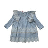 Louise Misha Blue & Ivory Embroidered Dress with Tags - Size 24 Mo - Bounce Mkt