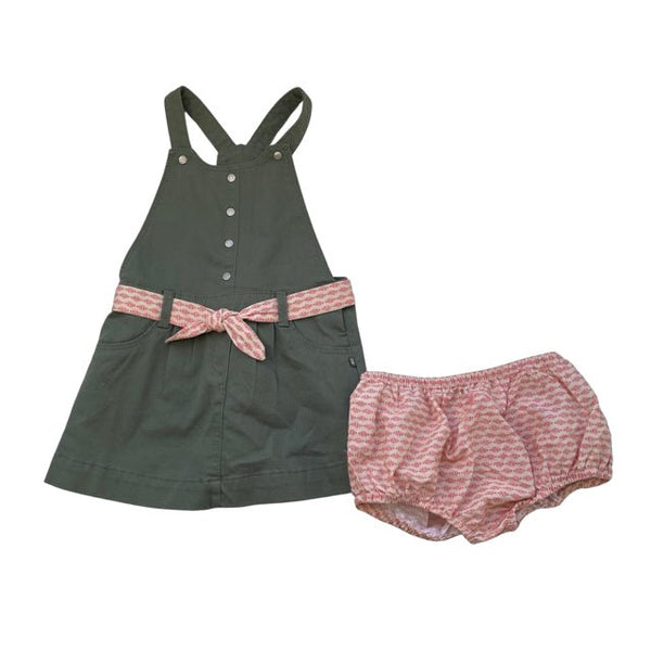 Obaibi Olive Green Belted Romper with Bloomers with Tag - Size 3 - Bounce Mkt