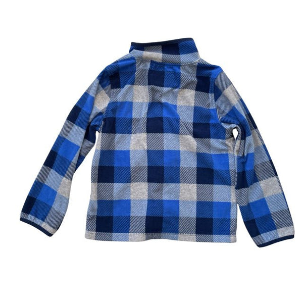 OshKosh Blue & Gray Plaid Fleece Zip Up Sweatshirt - Size 7 - Bounce Mkt