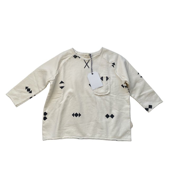Piupiuchick Ivory & Black Geo Print Sweatshirt with Tags - Size 3Y - Bounce Mkt