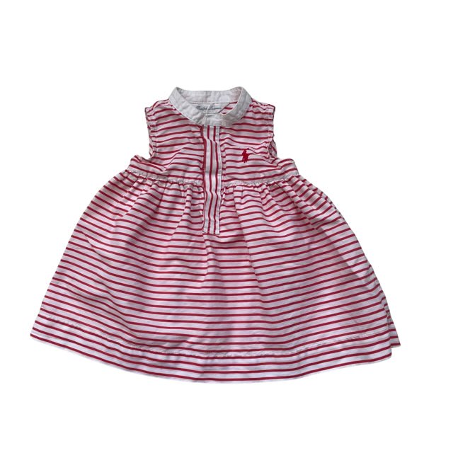 Ralph Lauren Red & White Striped Dress - Size 6 Mo - Bounce Mkt