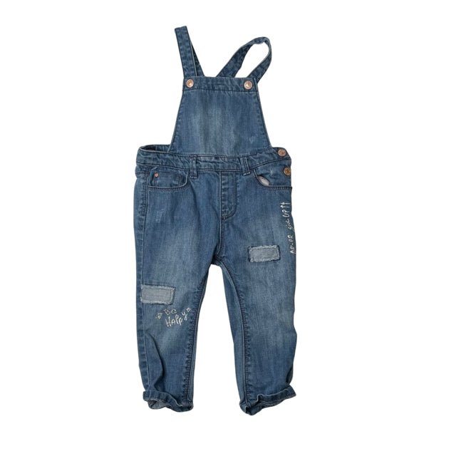 Zara Blue Patch 'Be Happy' Overalls - Size 9-12 Months - Bounce Mkt